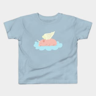 Unipiggy sleeping on a cloud Kids T-Shirt